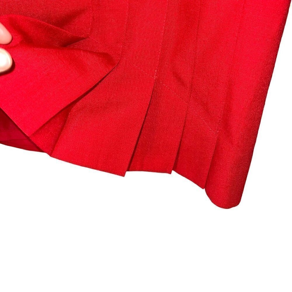 Jacques Vert Womens Skirt Red Size 14 Vintage Pleated Side Button Pocket Lined - Picture 8 of 13